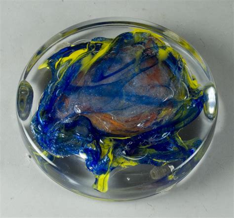 Large Signed Art Glass Paperweight Stand