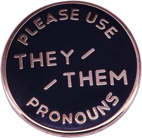 they them pronouns button pins gold they them lapel pin nonbinary enamel pronoun badge gay