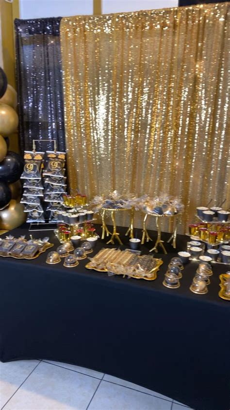 Black And Gold Desert Table Video Black And Gold Party Decorations