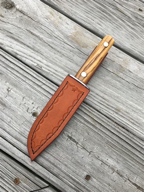 Vintage Fixed Blade Knife With Custom Leather Sheath