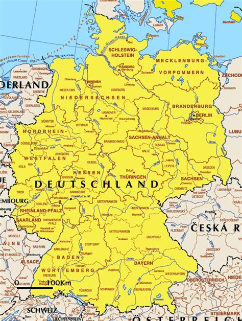 Descubre los lugares más bonitos del mundo, descarga tracks gps y sigue el itinerario de los senderos más top desde un mapa. Mapa Político de Alemania - Tamaño completo