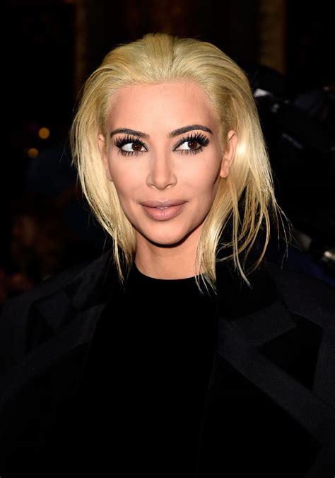 Kim Kardashian Platinum Blonde Hair Balmain Fashion Show In Paris