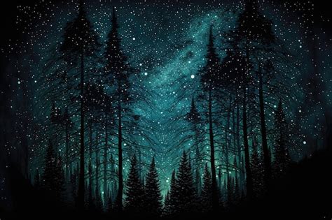 Premium Photo Starry Night Sky Over A Forest