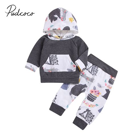 2018 Brand New Infant Kids Baby Girls Boys Clothes Sets Bear Floral