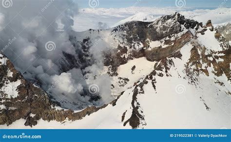 The Nature Of Russia Snowy Peaks Of Kamchatka Volcanoes Stock Image