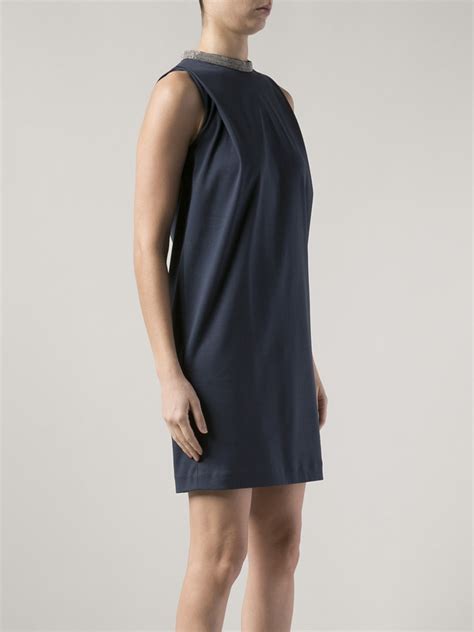 Lyst Brunello Cucinelli Sleeveless Jersey Dress In Blue