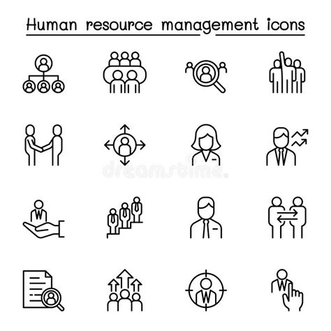 Human Resource Management Icon Set In Thin Line Style Stock Vector