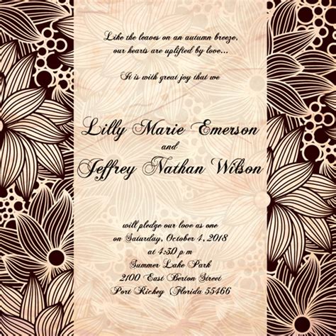 Floral Romantic Wedding Card Vectors Vectors Graphic Art Designs In