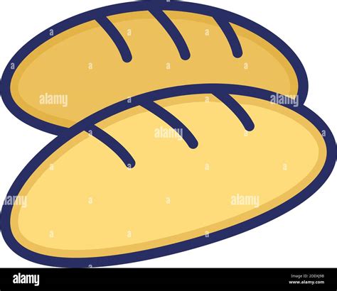 French Bread Baguette Bread Loaf Color With Background Vector Icon