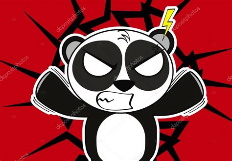 Angry Panda Bear Cute Cartoon Expression Background — Stock Vector