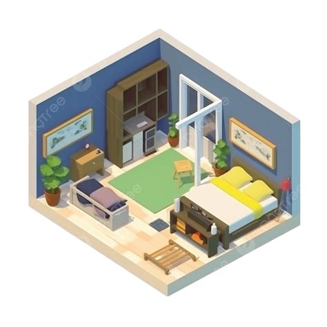 3d Room Model Blue Green Three Dimensional Room Three Dimensional