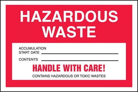 Accuform MHZW15PSC Adhesive Coated Paper Hazardous Waste Label Legend