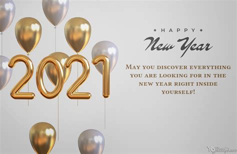 Happy New Year 2021 Card With Balloons
