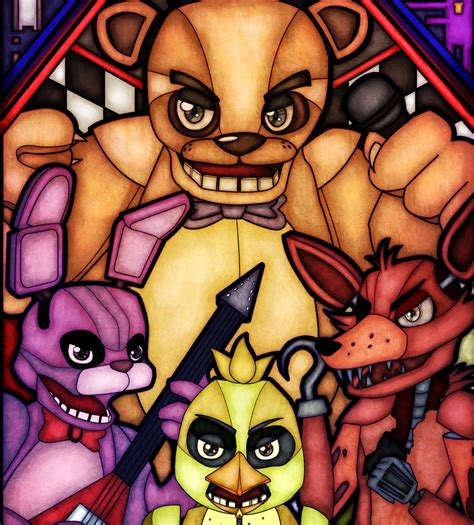 Fnaf Window Stained Glass Inspired A3 Print Poster Five Etsy