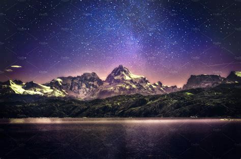 Night Sky Landscape With Starry Sky ~ Nature Photos ~ Creative Market