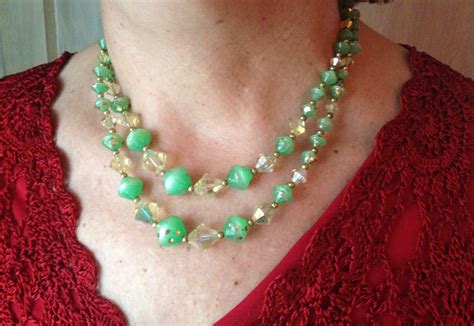 Green Statement Necklace Green Jewelry Necklace Green Bead Etsy