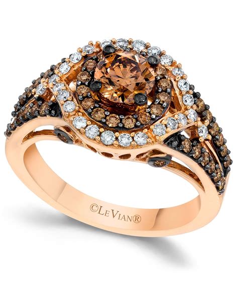 Le Vian Chocolate And White Diamond Engagement Ring In 14k Rose