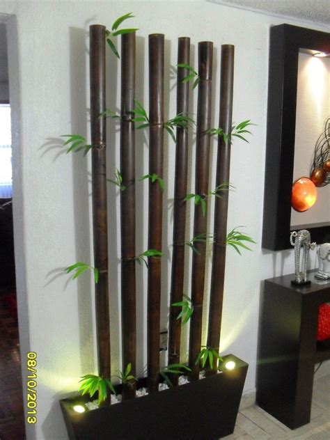 jardinera bambu tratado, con 2 lamparas led graduables | Decoracion con