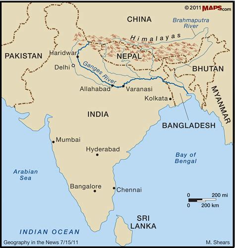 This Picture Shows The Location Of The Ganges River In India Ganges