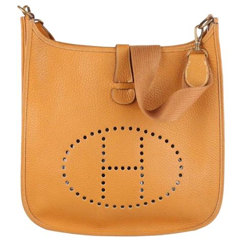 Hermes Vintage Tan Leather Evelyne Shoulder Bag At 1stdibs Hermes