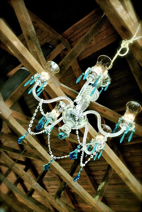 Hand Painted Turquoise Chandelier Turquoise Chandelier Unique Lighting