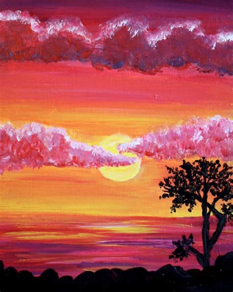Low price guarantee, fast shipping & free returns, and custom framing options on all prints. Beginner sunset painting with pink clouds, Under Warm ...