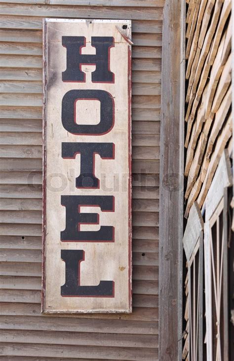 An Old Wooden Hotel Sign Stock Image Colourbox