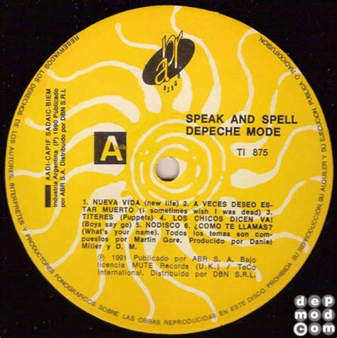 Speak And Spell — Depeche Mode Discography
