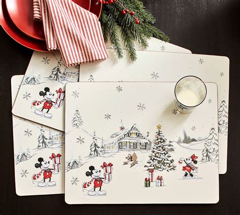Disney Mickey Mouse Holiday Cork Placemats Set Of 4 Pottery Barn