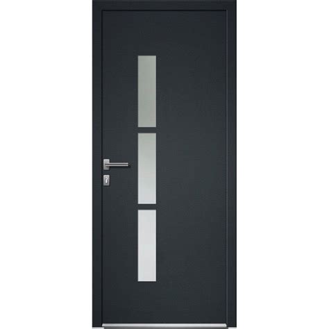 Porte d'entrée PVC Kezia 2 Premium H.215 x l.90 cm vitrée gris ...