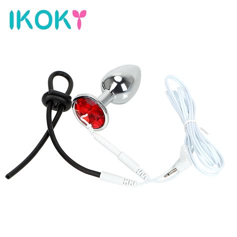 Ikoky Electric Shock Set Anal Plug And Cock Ring Electrical Climax Penis