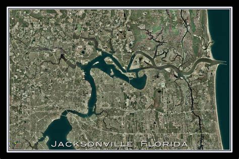 Jacksonville Florida From Space Satellite Poster Map