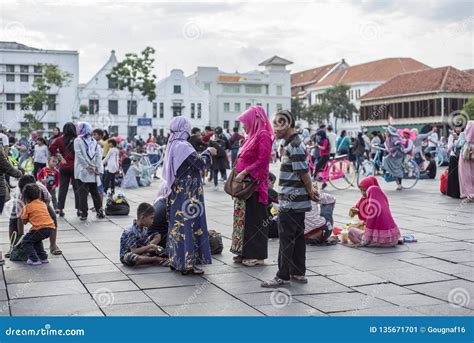 Indonesian People Enjoy Themselves At Fatahillah Square In Jakarta