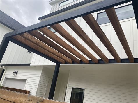 Steel Pergola With Cedar Beams Crafted Outdoor Living And Landscape Design