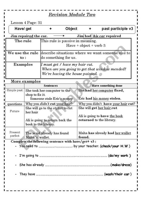 Passive Voice Have Sth Done Esl Worksheet By Taqi