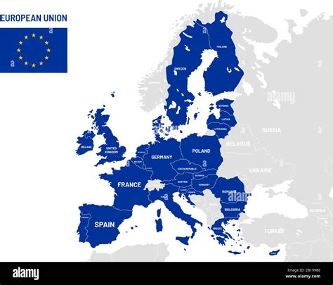 Carte Des Pays De Lunion Européenne Noms Des Pays Membres De Lue