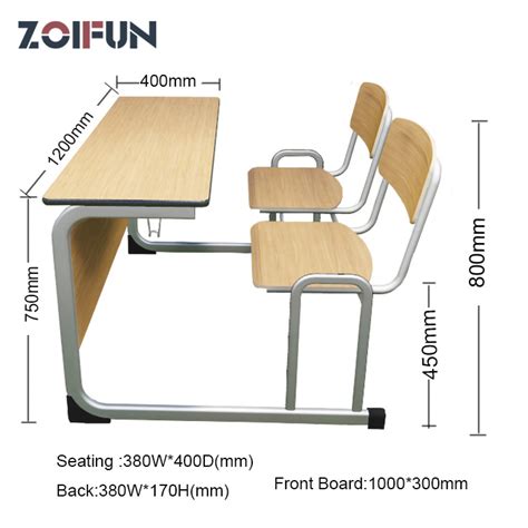 Classroom University Student Two Person Double Seats Furniture Set