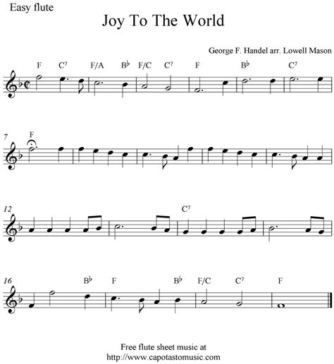 Joy To The World Free Christmas Flute Sheet Music Notes
