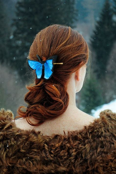 Blue Morpho Butterfly Hair Clip Butterfly Jewelry Hairpin Etsy