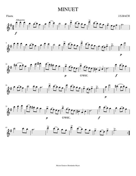 Minuet Sheet Music For Flute Solo