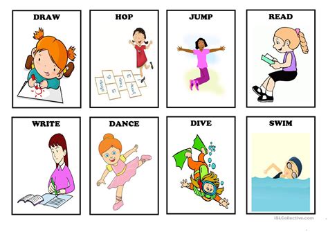 ACTION VERBS - Flash cards (Set 1) worksheet - Free ESL printable