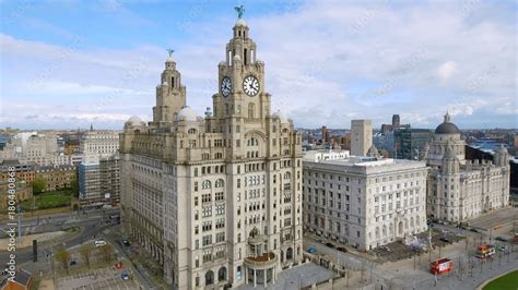 Aerial View Of Liverpool Town Hall Cityscape With Historic Iconic Royal