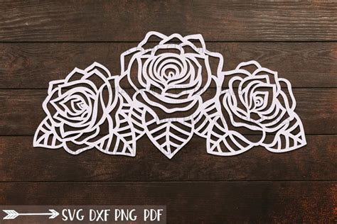 Roses With Leaves Border Svg Dxf Cut Out Laser Cricut Files