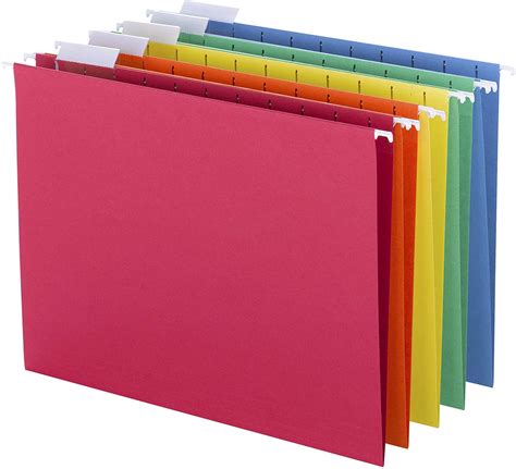Smead Colored Hanging File Folder with Tab, 1/5-Cut Adjustable Tab, Letter Size, Assorted ...