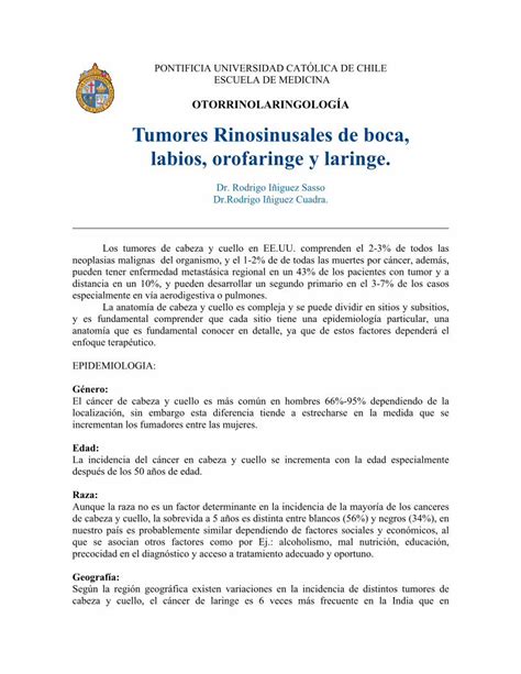 PDF Tumores Rinosinusales De Boca Labios Orofaringe Y