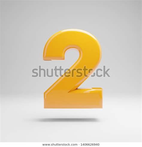 Glossy Yellow Number 2 Isolated On Stock Illustration 1406626940