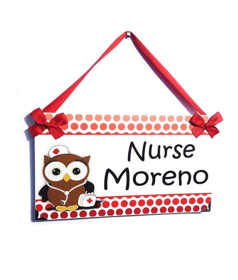 Personalized Brown Owl School Nurse Office Hanging Door Sign Etsy