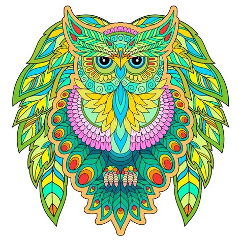 owl mandala coloring pages scenery mountains