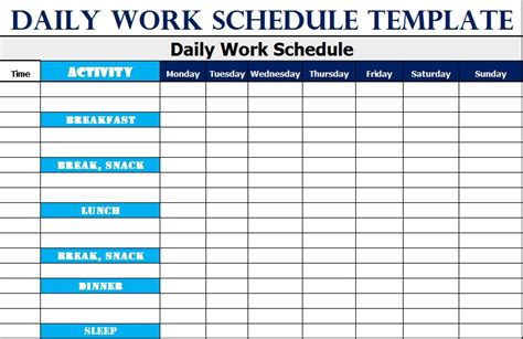 Best 5 Work Schedule Templates Excel Word Template