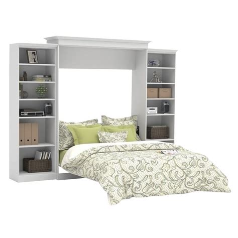Bestar Versatile Queen Wall Bed With Storage In White Cymax Business